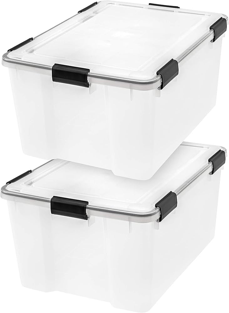 IRIS 2Pack 62qt WEATHERPRO Airtight Plastic Storage Bin with Lid and Seal and Secure Latching Buc... | Amazon (US)