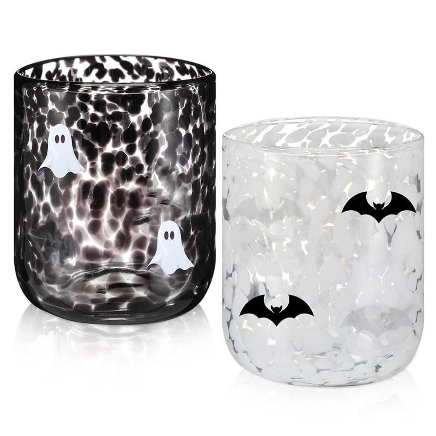 2 Pcs Icon Glass Cups - 16 oz Cute Icon Juice Glass Double Old Fashioned Hand Blown Drinking Cups... | Amazon (US)