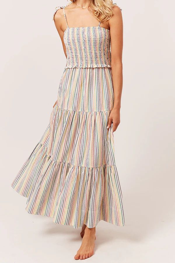 The Indigo Dress Rainbow Pinstripe | Solid & Striped