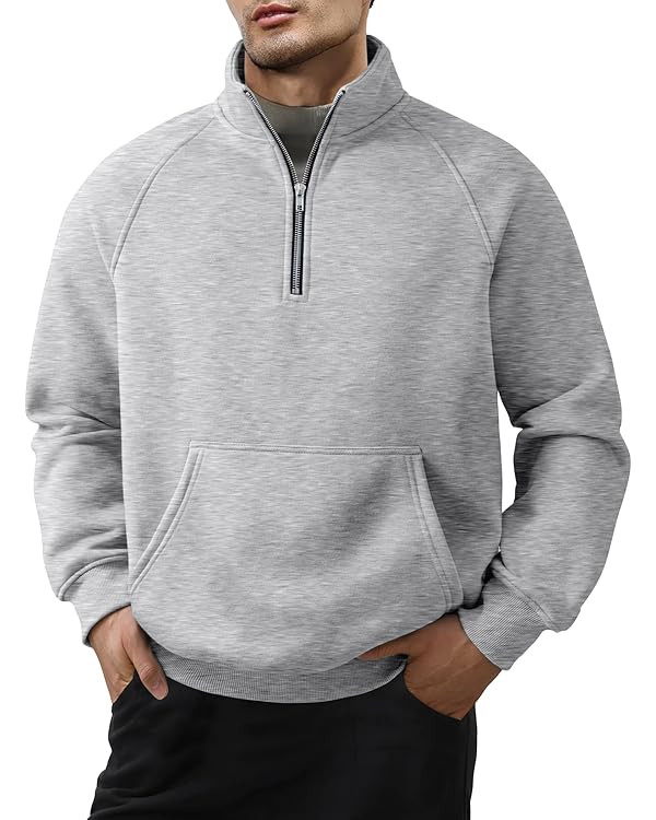 JMIERR Men's Fleece Quarter Zip Pullover Sweater Casual Cotton Fall Winter Family Outfit Warm Moc... | Amazon (US)