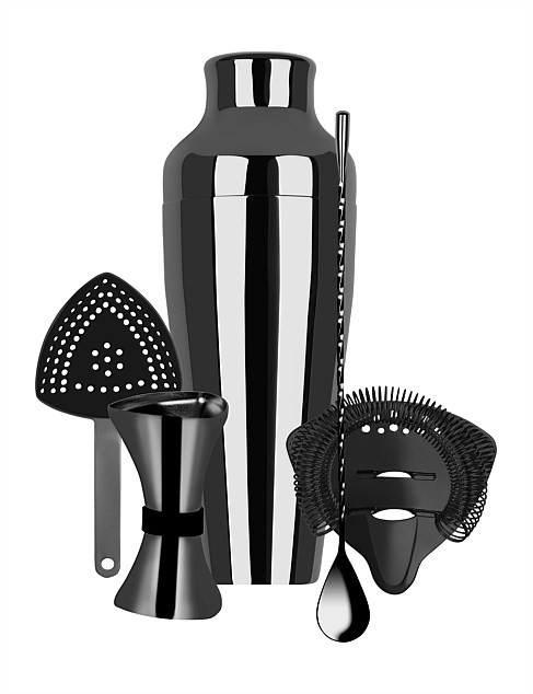 5PC COCKTAIL SET WITH 2PC SHAKER GUN METAL | David Jones (Australia & New Zealand)