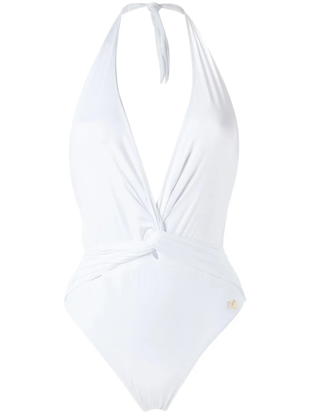 Brigitte Plunge Neck Aline Swimsuit | White | FARFETCH | Farfetch Global