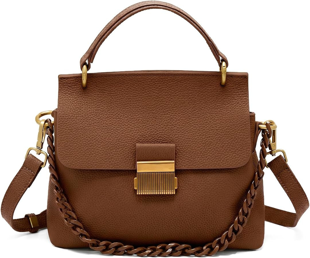 Genuine Leather Top Handle Handbag for Women Adjustable Strap Shoulder Purse Crossbody Bag | Amazon (US)
