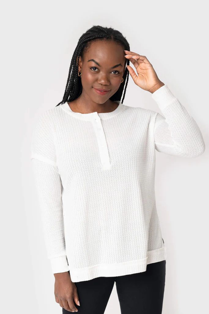 Candace Long Sleeve Thermal Henley Tunic Top | Gibson