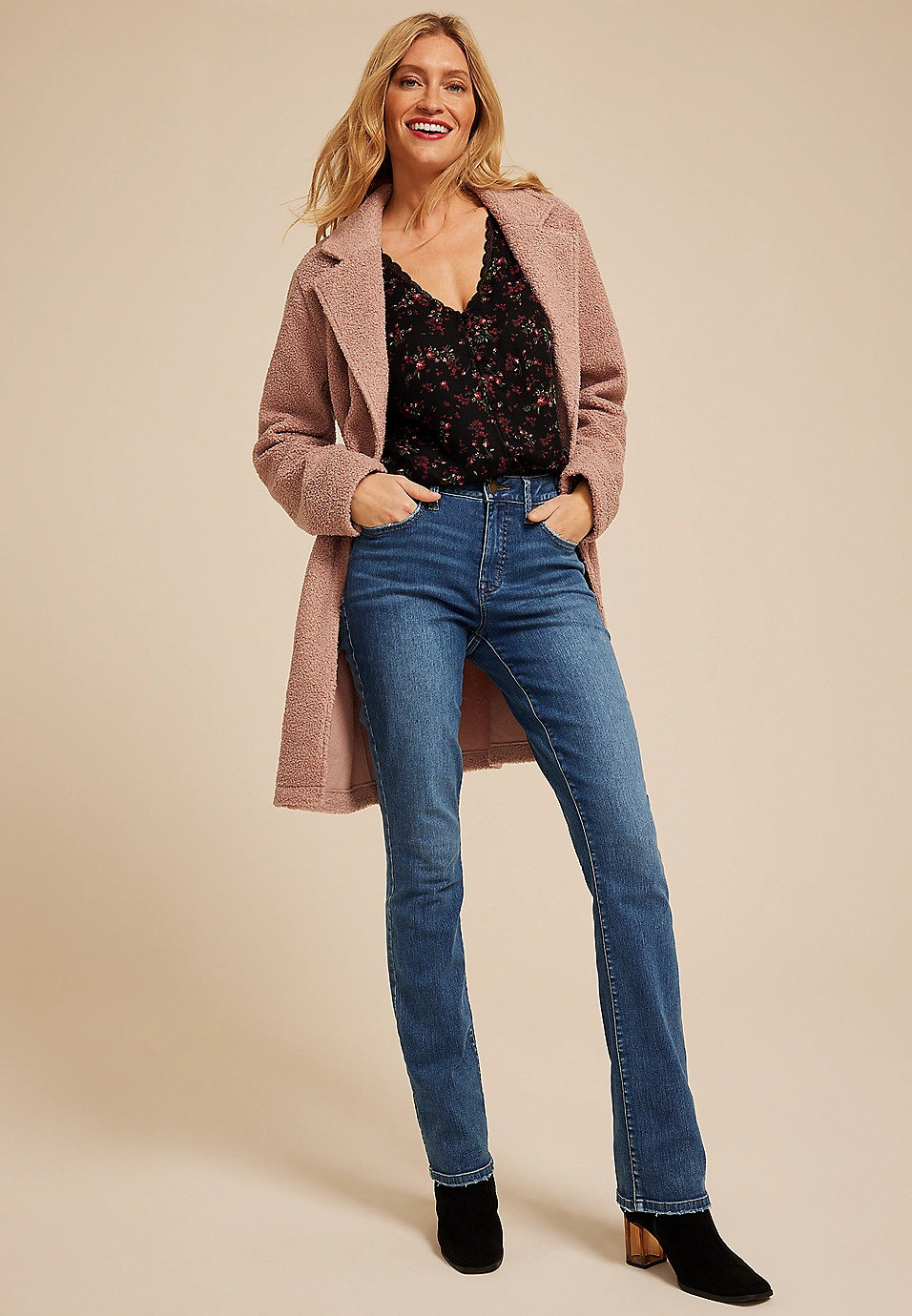 Everflex™ High Rise Back Dart Slim Boot Jean | Maurices