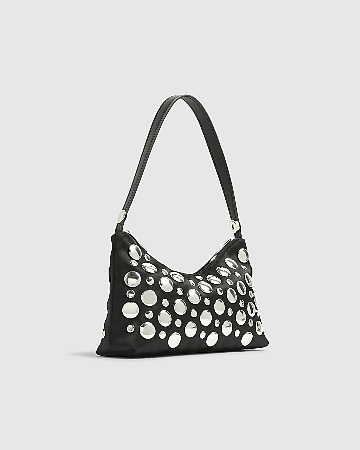 Black Studded Handle Grab Bag | River Island UK & IE