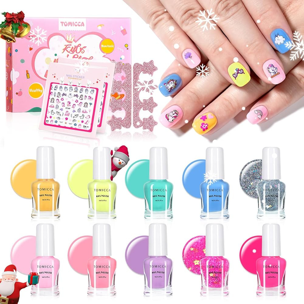 TOMICCA Nail Polish Set for Girls, Kids Nail Polish Kit Non Toxic, 10 Colors Quick Dry Non Toxic ... | Amazon (US)