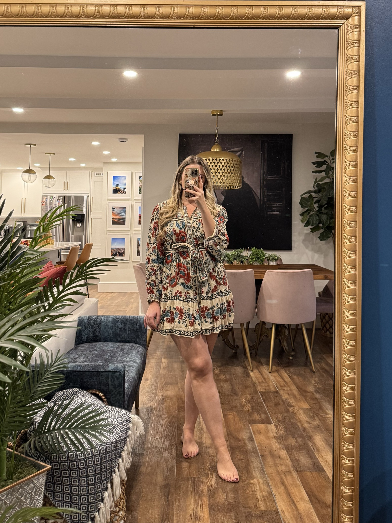 The cutest fall printed Farm Rio mini dress. Wearing a large, true to size. A little short on me & I'm 5'6". fall dress, fall outfit 

 #LTKSeasonal #LTKMidsize #LTKStyleTip