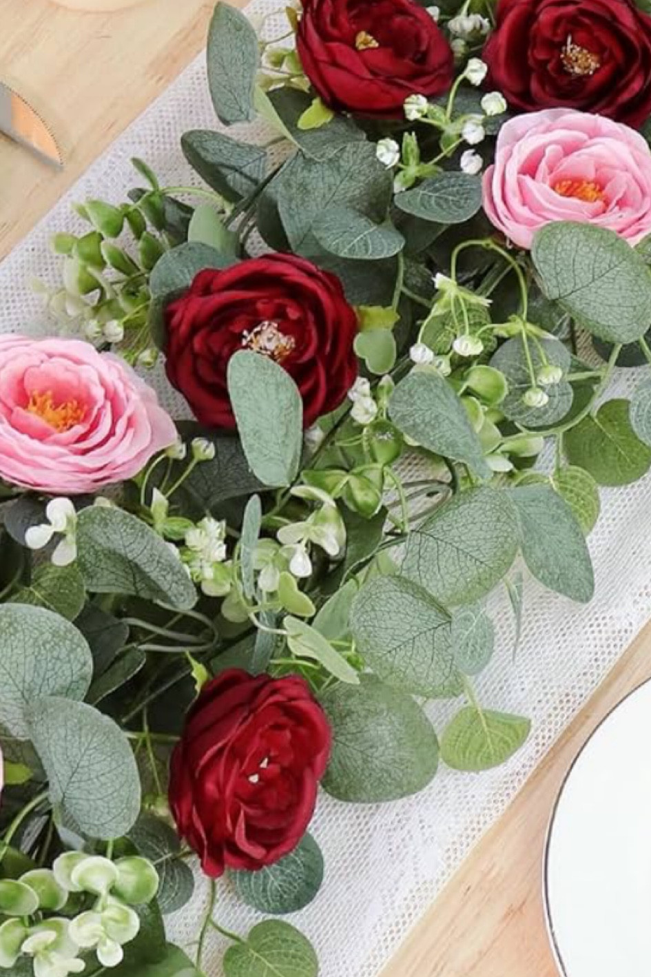 Valentine’s red pink rose and eucalyptus garland for table setting 

🏷️ valentines table setting // Valentine’s Day tablescape // Valentine’s decor // Galentine’s decor 

#LTKWedding #LTKFindsUnder50 #LTKHome