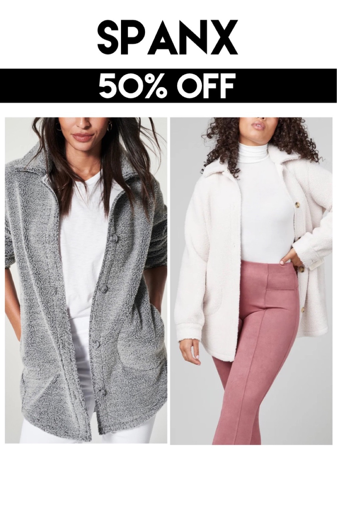 Spanx fleece shirt jacket on sale 50% off 

#LTKunder100 #LTKsalealert #LTKCyberweek