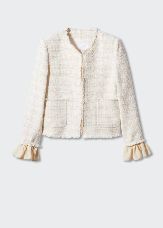 Tweed jacket with ruffled cuffs | MANGO (US)