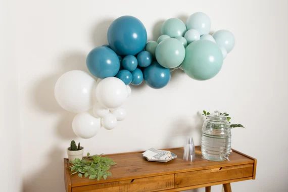 Tulum Balloon Garland Kit With Tropical Shades of Blue & Mint - Etsy | Etsy (US)