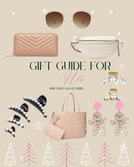 Gift guide for her, wallet, belt bags sunglasses pearls, hair clips, tote bag, gingerbread, earrings 

#LTKSeasonal #LTKGiftGuide #LTKHoliday