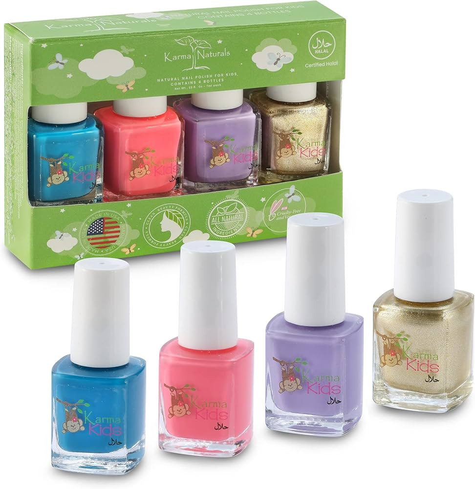 karma organic Certified Halal Kids Set Vegan and Cruelty Free Nail Polish - Pack of 4 | Amazon (US)