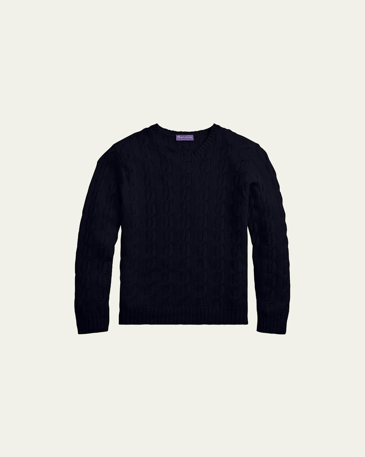 Cashmere Cable-Knit Crewneck Sweater, Navy | Bergdorf Goodman