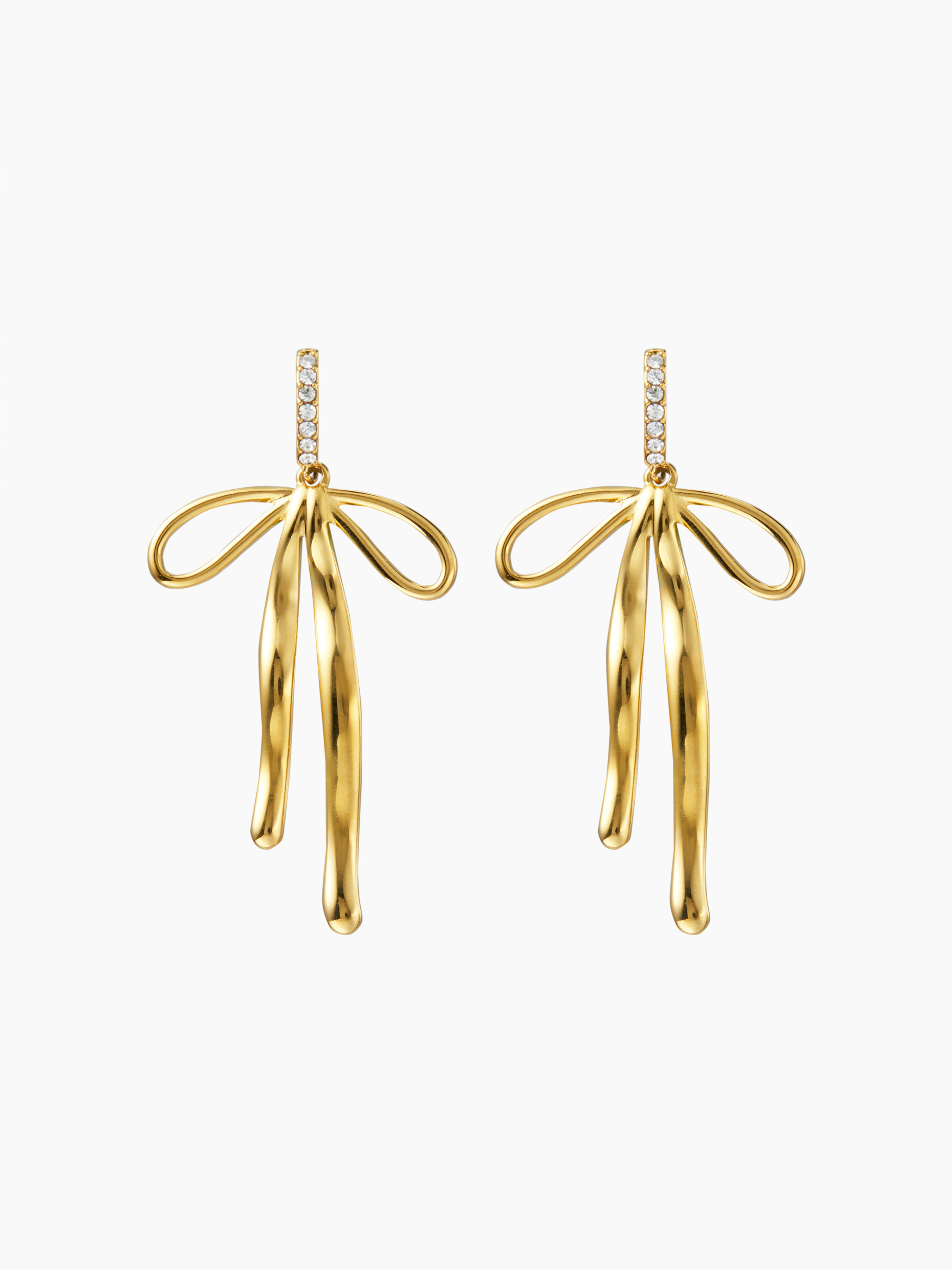 Stainless Steel BOWKNOT 18K GOLD PLATED STAINLESS STEEL RHINESTONE DROP EARRINGS For Date | Cider