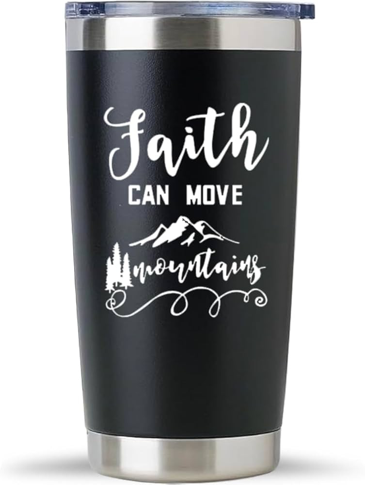 Faith Can Move Mountains Inspirational Tumbler - 20oz Stainless Steel Travel Mug Cup Motivational... | Amazon (US)