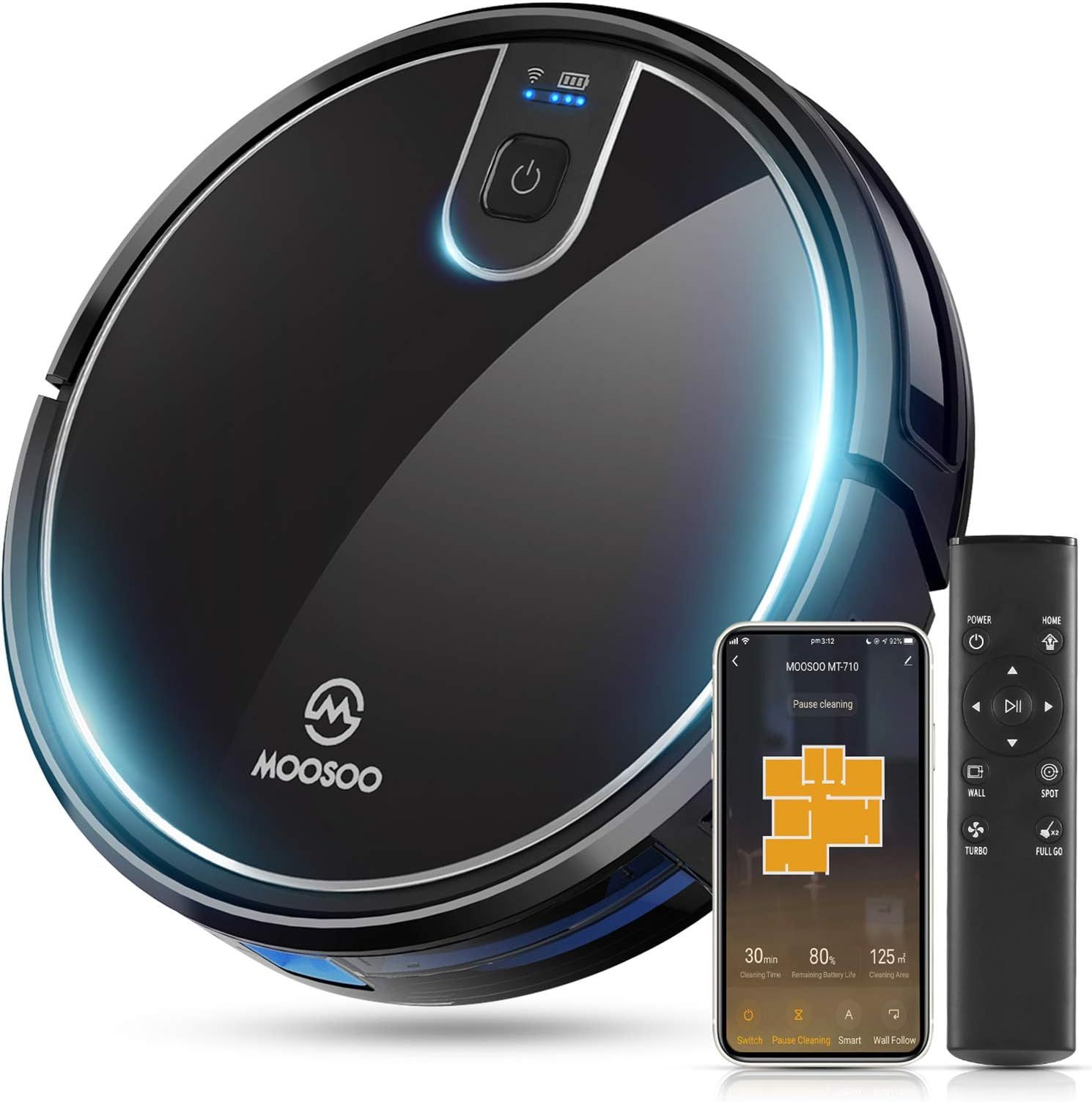 MOOSOO Robot Vacuum, Wi-Fi Connectivity, Easily Connects with Alexa or Google Assistant, Voice Co... | Amazon (US)