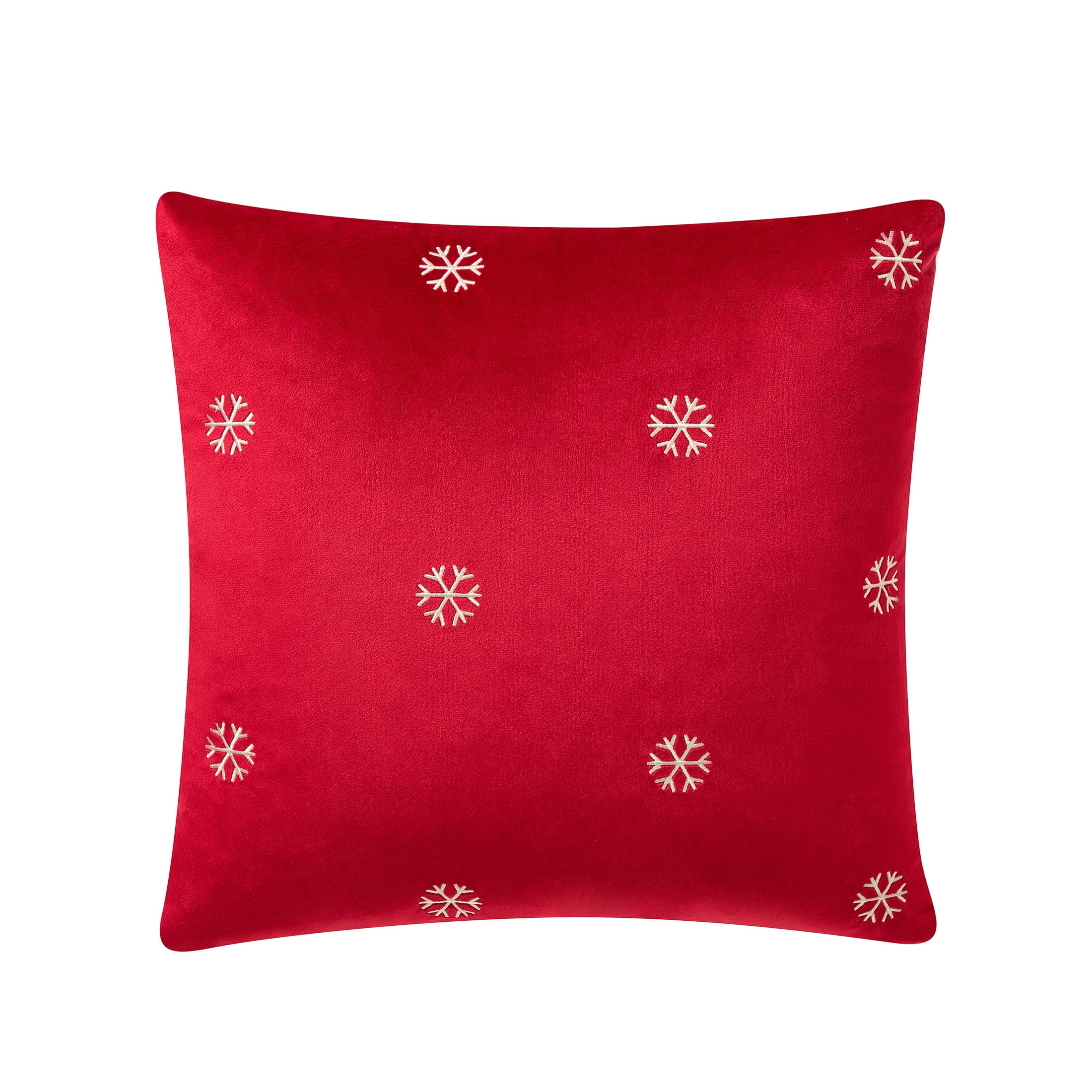 My Texas House 18" x 18" Red Velvet Snowflake Decorative Pillow Cover - Walmart.com | Walmart (US)
