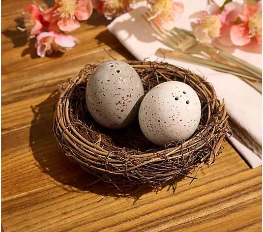Cozy Cottage by Liz Marie Ceramic Egg Salt and Pepper Shakers | QVC