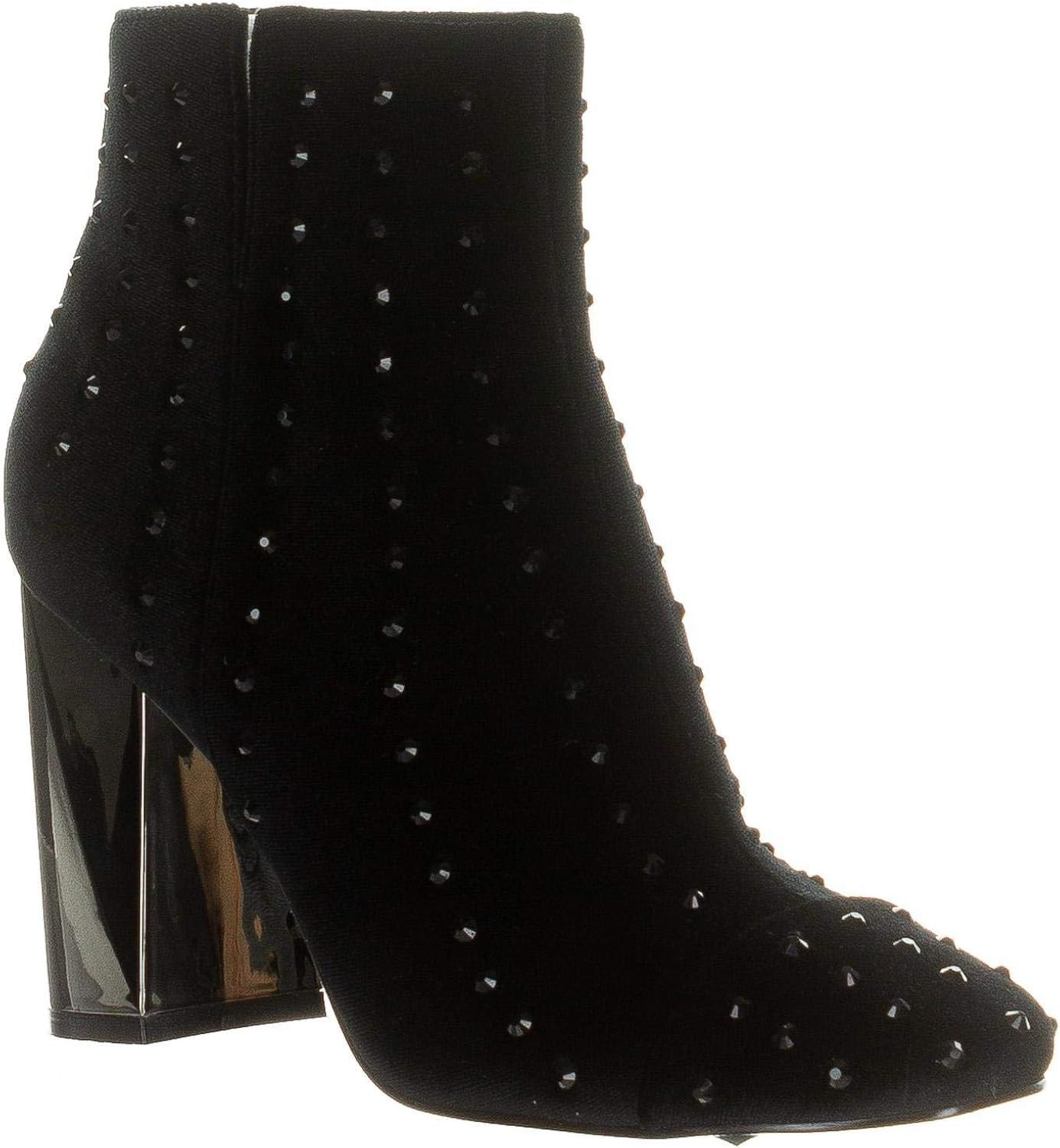 KENDALL + KYLIE Women's Tiaa-3 Velvet Studded Bootie, Black | Amazon (US)