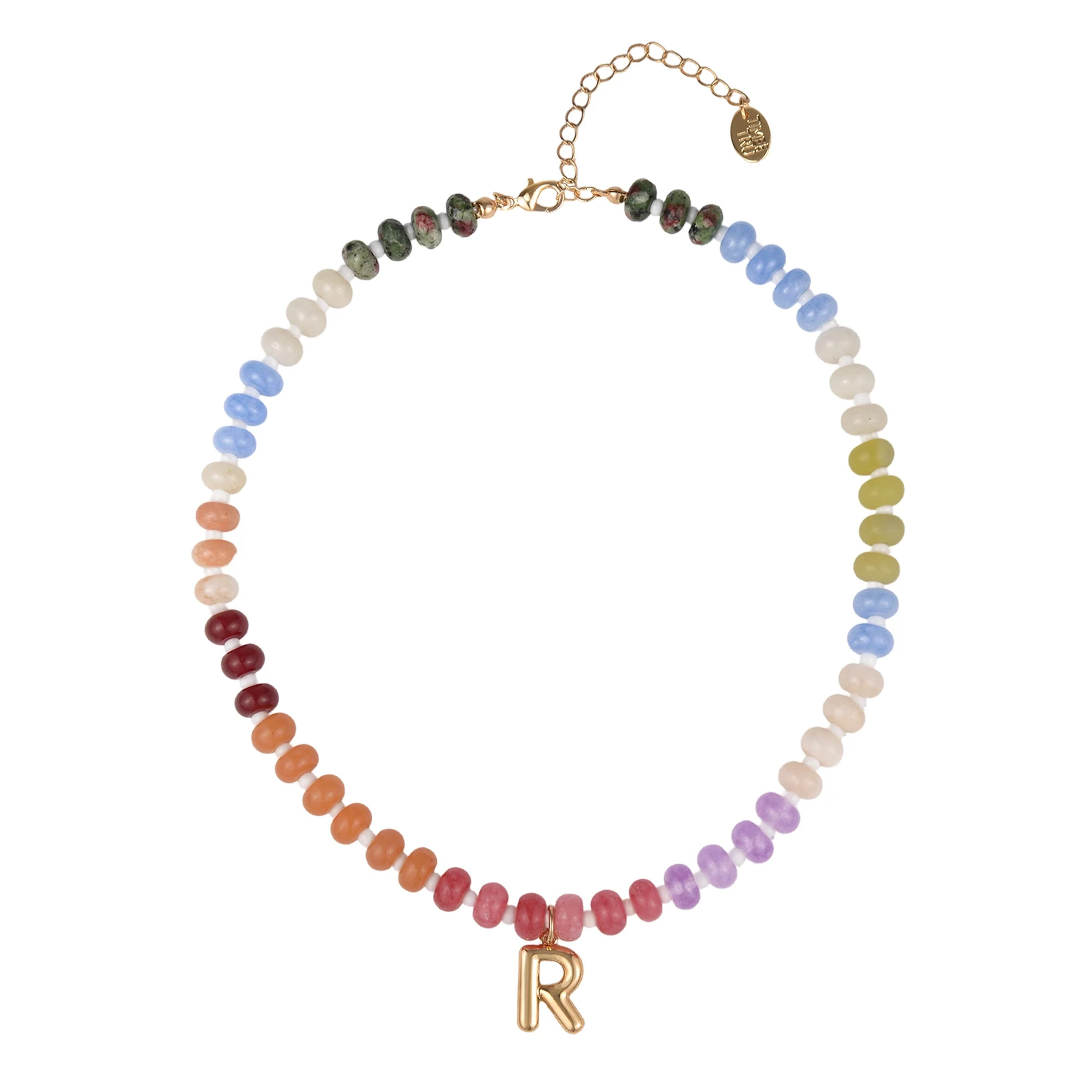 Time and Tru Goldtone Multicolored Bead Initial "R" Necklace | Walmart (US)