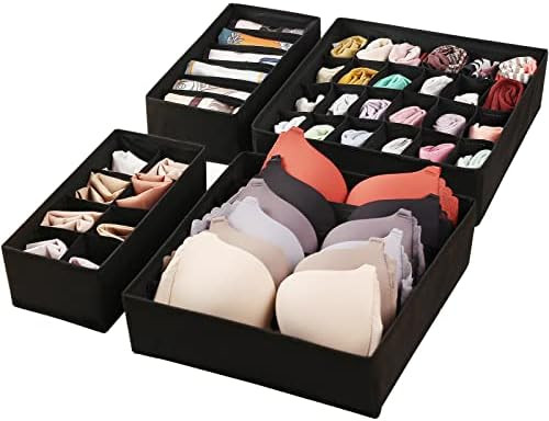 4 Pack Underwear Drawer Organizer Divider,Closet Underwear Organizer Drawer Divider for Storing Bra, | Amazon (US)