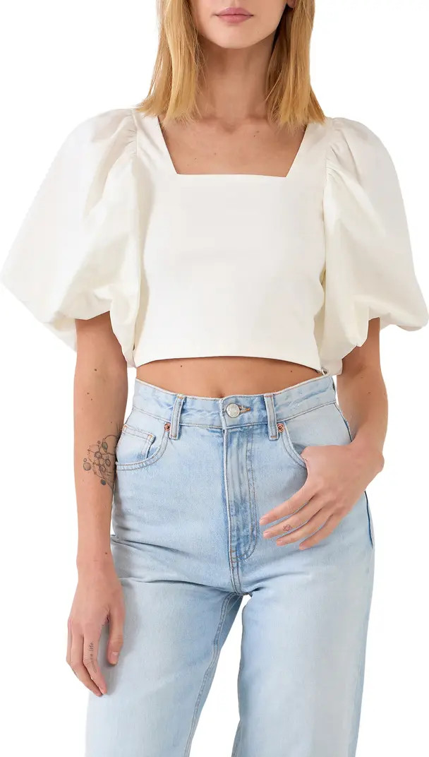 Grey Lab Puff Sleeve Crop Top | Nordstrom | Nordstrom