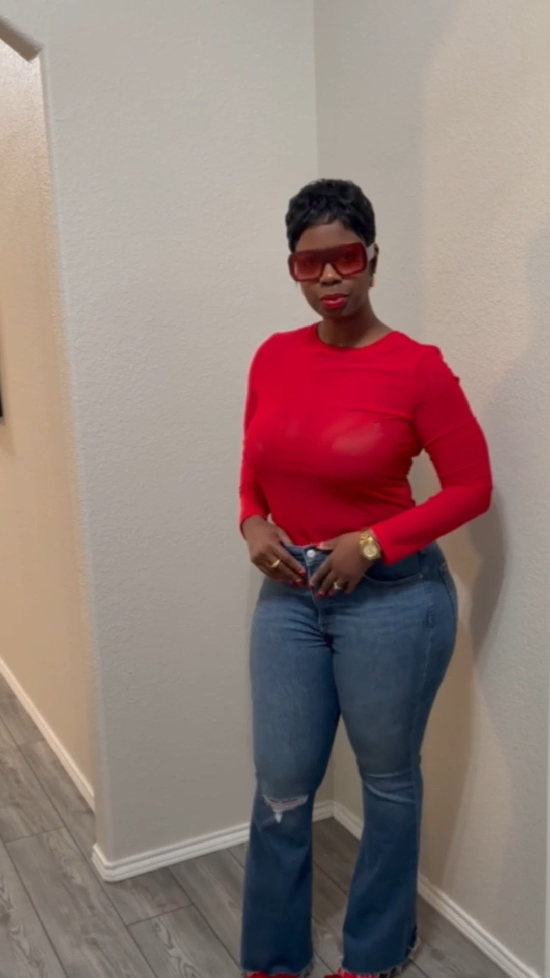 There's just something captivating about red Express jeans and shirt combo that really stands out!

#LTKOver40 #LTKdayinmylife #LTKValentine