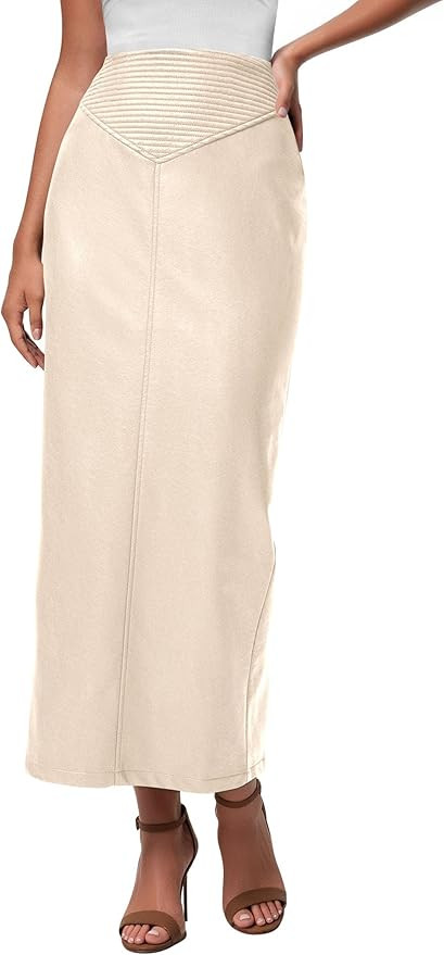 PRETTYGARDEN Long Skirts for Women 2026 Fall Fashion Clothing Faux Leather High Waist Dressy Casu... | Amazon (US)