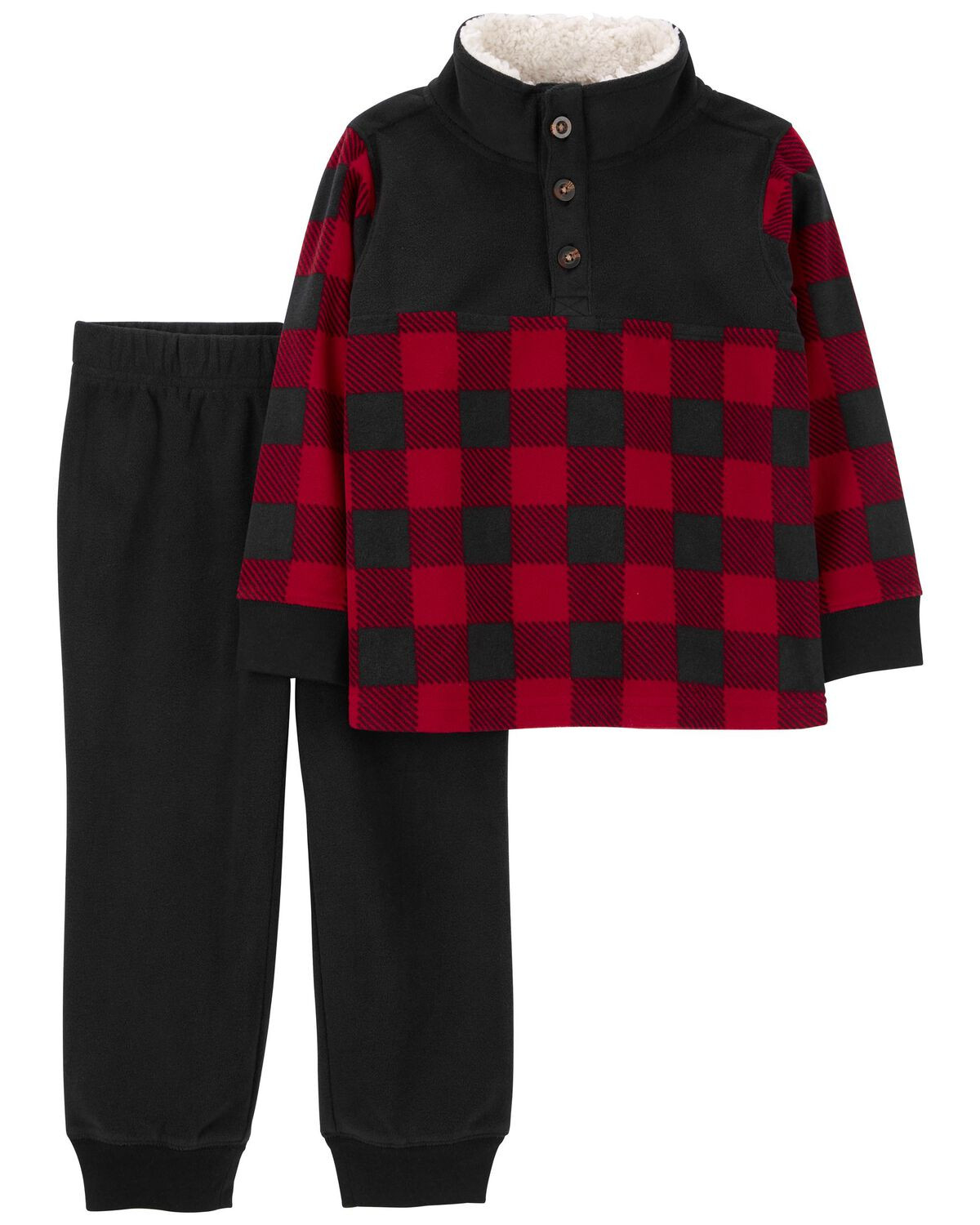 Red/Black Baby 2-Piece Buffalo Check Fleece & Jogger Set | carters.com | Carter's