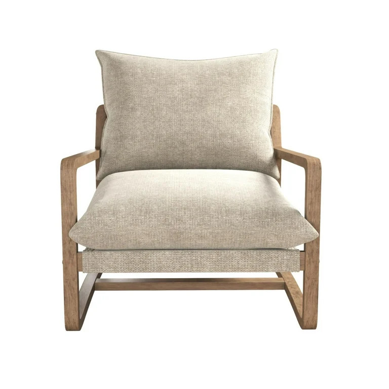 DHP Mira Upholstered Sling Accent Chair, Ivory Linen/Natural Frame | Walmart (US)