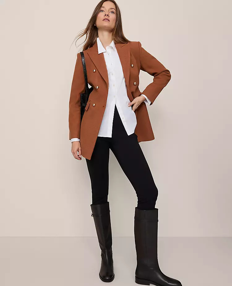 Fitted Long Double Breasted Coat | Ann Taylor