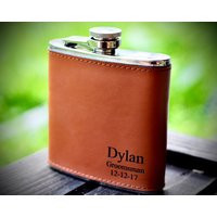 Engraved Flask For Groomsmen, Personalized Leather Flask, Groomsmen Gifts Groomsman Gift | Etsy (US)