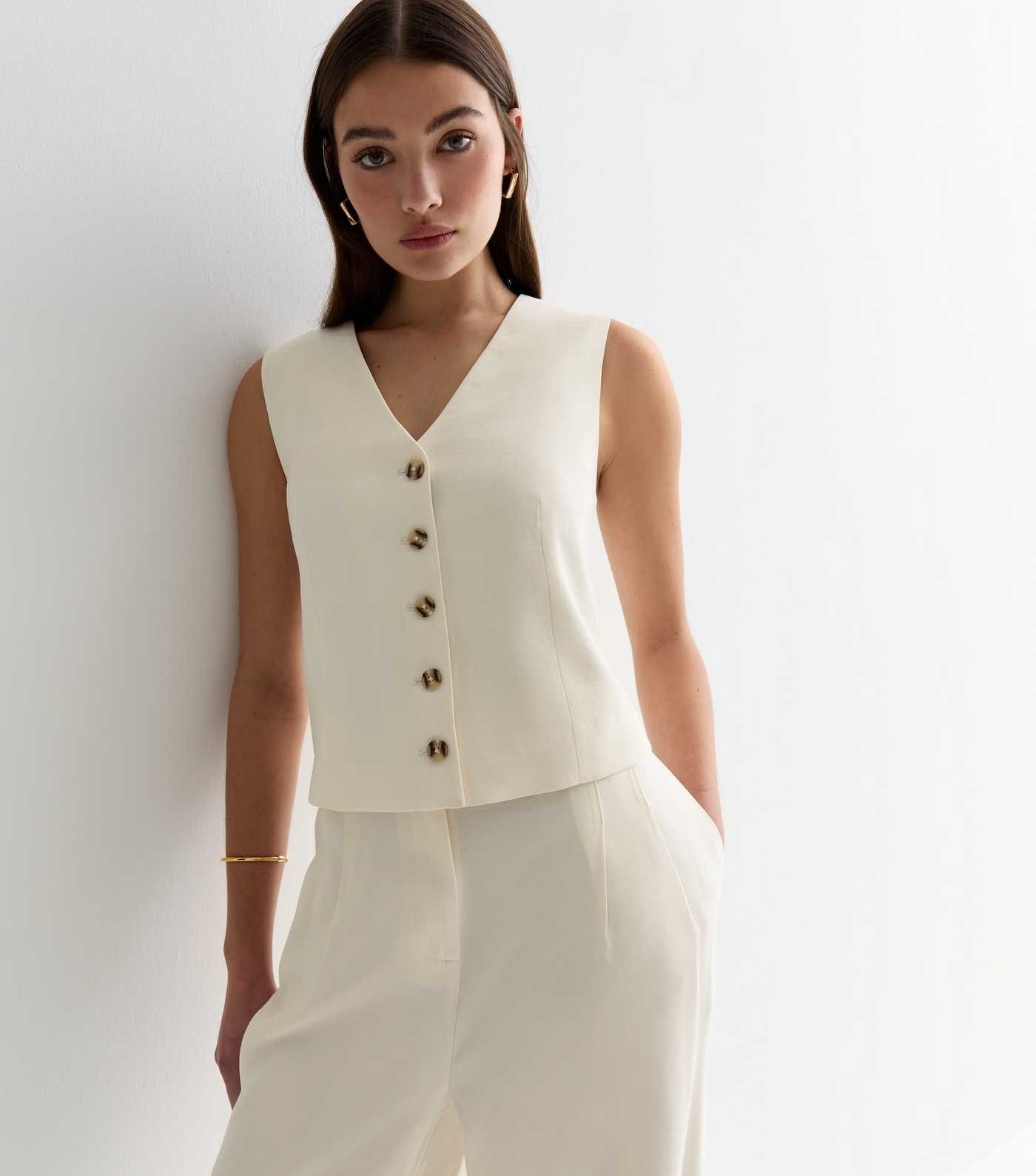 Cream Button Front Waistcoat
						
						Add to Saved Items
						Remove from Saved Items | New Look (UK)