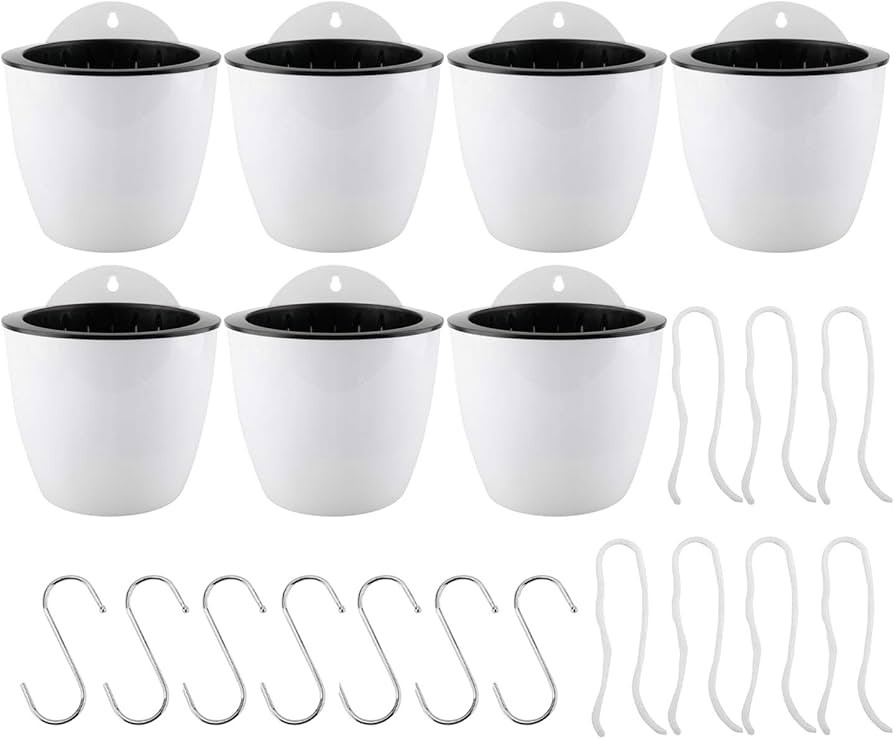 7 Pack Self Watering Hanging Planters, Lazy Flower Pots Water Hanging Plants Pot, Succulent Plant... | Amazon (US)