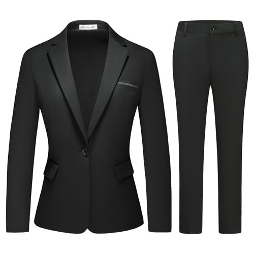 MODFUL Women Suits Work Professional Office 2 Piece Pant Suits for Women Business Outfits(Black,X-Small) | Amazon (US)