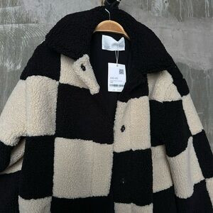 Oak + Fort checkered sherpa coat | Poshmark
