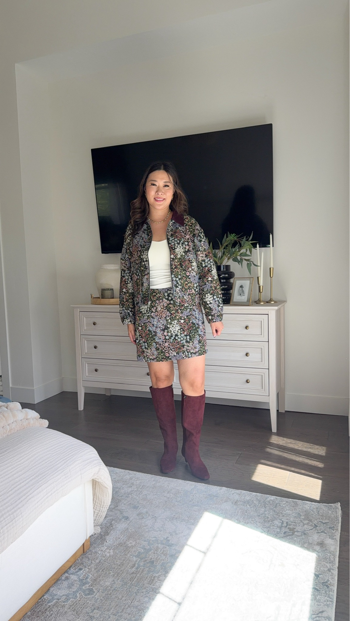 Walmart new Fall arrivals // matching set Floral jacket - medium but can size down Skirt - 6

#LTKootd #LTKSeasonal #LTKOver40