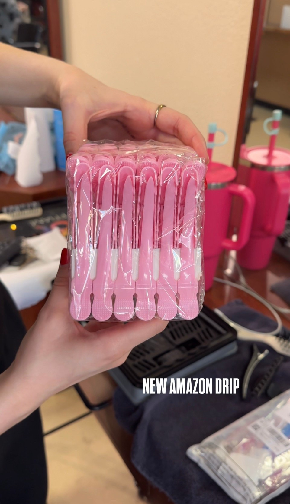 Pink alligator clips 🎀 #cosmetologystudent