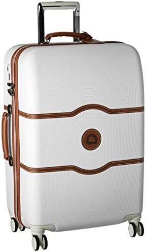 DELSEY Paris Chatelet Hard+ Hardside Medium Checked Spinner Suitcase, Champagne White, 24-Inch | Amazon (US)