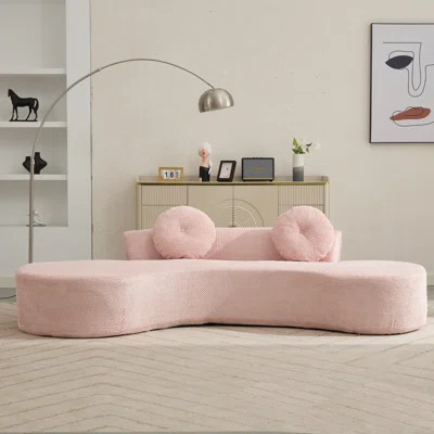 Modern Sofa 105.5''Curved Sofa, Minimalist Sofa, Cloud Couch Sofa Couch With 2 Pillows,Point-Shaped Corduroy | Wayfair North America