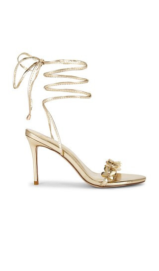 FEMME LA x REVOLVE Barely There Lace Up Heel in Metallic Gold. - size 5.5 | Revolve Clothing (Global)