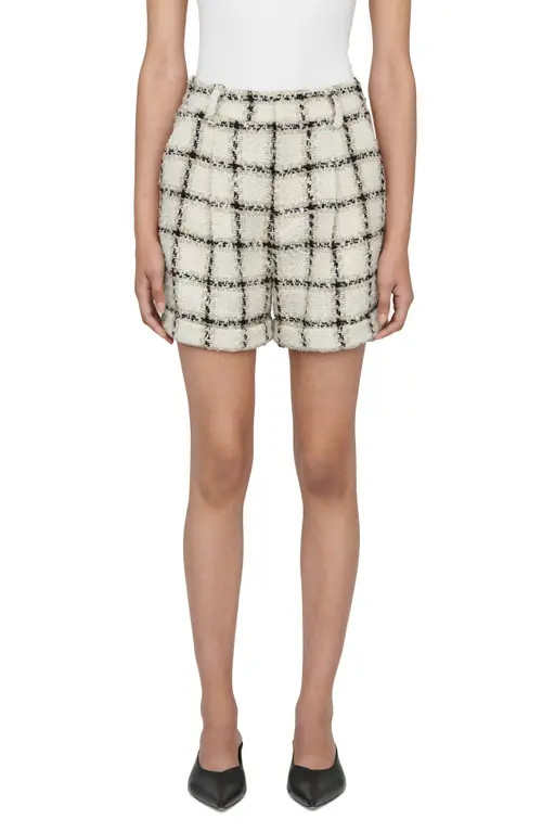 ANINE BING Becky Plaid Tweed Shorts in Beige at Nordstrom, Size 4 Us | Nordstrom