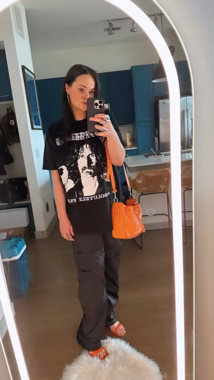 Silky cargos and frank zappa tee. Bucket bag by Marc Jacobs 

#LTKFestival #LTKunder100 #LTKFind