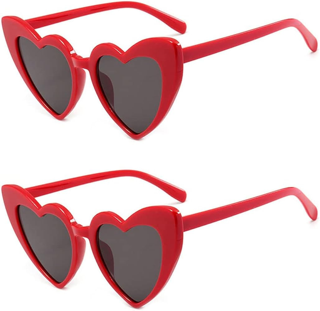 Love Heart Shaped Sunglasses for Women,Vintage Cat Eye Mod Style Retro Glasses | Amazon (US)