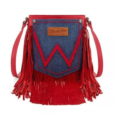 Wrangler Leather Fringe Jean Denim Pocket Crossbody | Tractor Supply