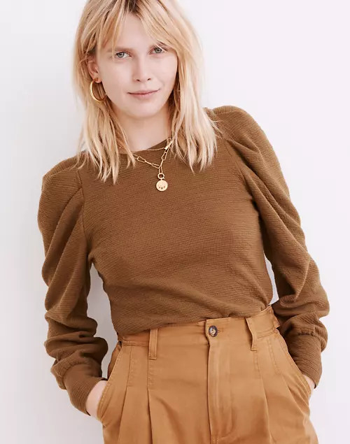 Pleated Statement-Sleeve Top | Madewell