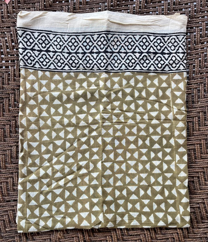 Olive Green Colour Hand Block Printed Cotton Beach Sarong for Women Bea Beach Wrap Pareo Beach Sw... | Etsy (US)