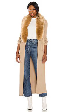Show Me Your Mumu Lombardi Long Cardigan in Taupe With Faux Fur from Revolve.com | Revolve Clothing (Global)